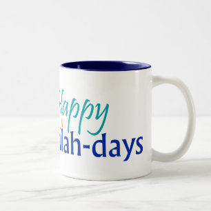 Bicolor Taza Azul-alineada Jalá-días felices