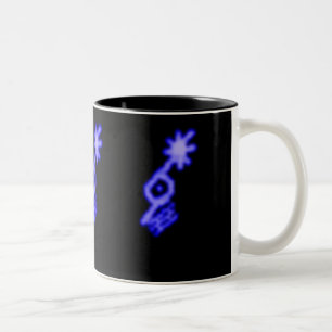 Bicolor Taza azul de neón de la firma del eco
