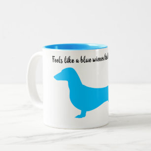 Bicolor Taza azul del Dachshund de la silueta