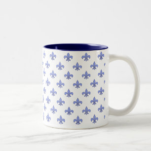 Bicolor Taza azul del modelo de la flor de lis