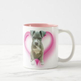 Bicolor Taza azul del perrito del pitbull