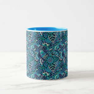 Bicolor Taza azul y púrpura colorida del modelo de Paisle