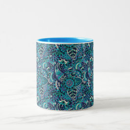 Bicolor Taza azul y púrpura colorida del modelo de Paisley
