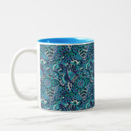 Bicolor Taza azul y púrpura colorida del modelo de Paisley