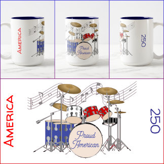 Bicolor Taza - Batería - Rojo - Blanco - Azul - América 25