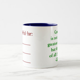 Bicolor Taza bilateral de la gratitud