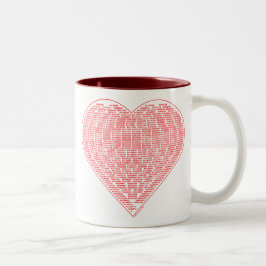 Bicolor Taza binaria del corazón