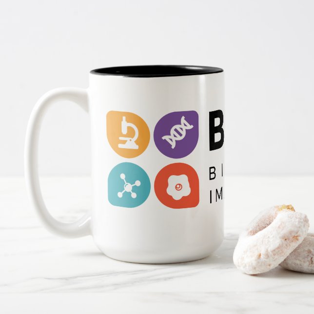 Bicolor Taza biomédica del centro de la proyección de (Con donut)