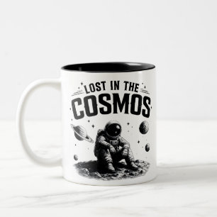 Bicolor Taza blanca y negra del astronauta Perdido en el C