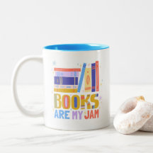 Taza Books Are My Jam – Dibujada a Mano en Ambos L