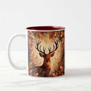 Bicolor Taza Bosque Otoñal Ciervo Majestuoso