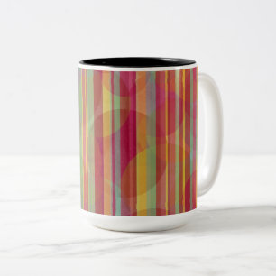 Bicolor Taza brillante a rayas rojas, doradas, rosadas y v