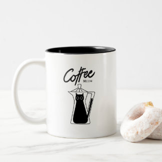 Bicolor Taza Cafetera Gato Meow Lindo Café