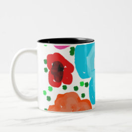 Bicolor Taza caprichosa abstracta floral de dos tonos Brig