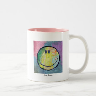 Bicolor taza cara feliz fauvista