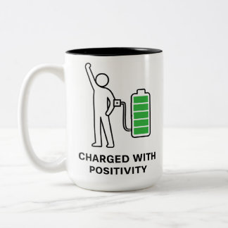 Bicolor Taza Cargada de Positividad ☕🔋 | Motivación Diver