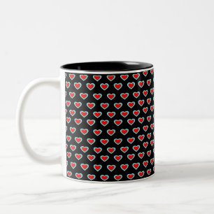 Bicolor Taza clásica de corazones tricolor negro, 325 ml