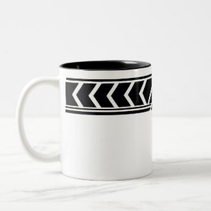 Bicolor Taza Clásica de Patrón Tribal Geométrico Blanco y 