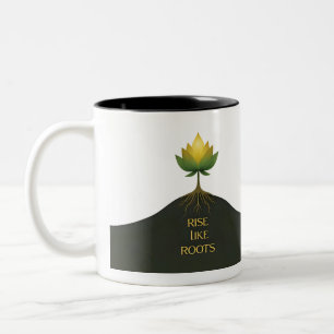 Bicolor Taza clásica minimalista Rise Like Roots, 11 oz