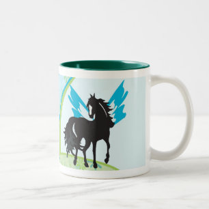Bicolor Taza coa alas del corcel