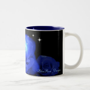 Bicolor Taza color de rosa azul del estampado de flores