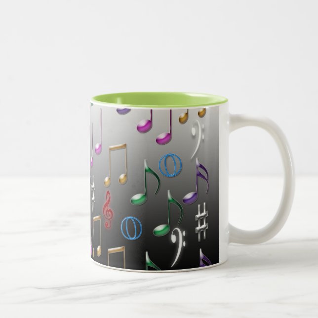 Bicolor Taza colorida de las notas musicales (Derecha)
