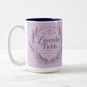 Bicolor Taza con acento de campos de lavanda