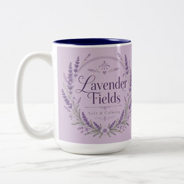 Bicolor Taza con acento de campos de lavanda (Izquierda)