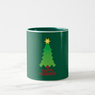 Bicolor Taza con árbol de Navidad y estrella brillante