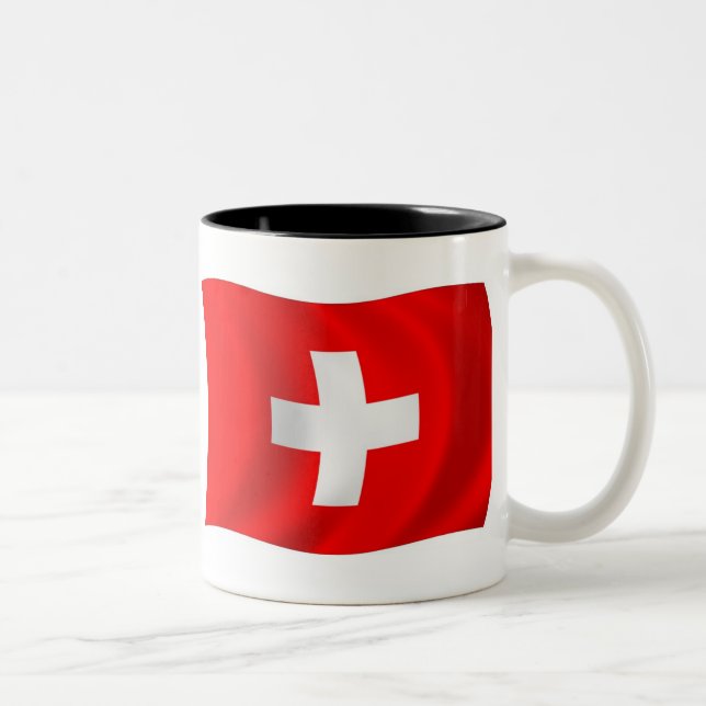 Bicolor Taza con bandera de Suiza (Derecha)
