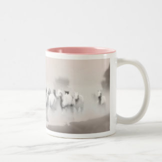 Bicolor Taza con caballos árabes