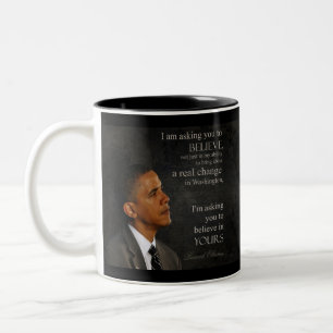 Bicolor Taza con cita de Obama 1 de 6 - Personalizada