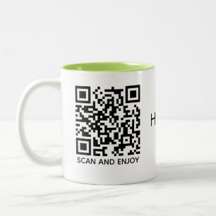 Bicolor Taza con código QR de música curativa – Taza clási