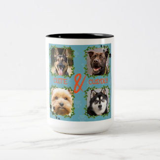 Bicolor Taza con collage de fotos personalizadas de mascot