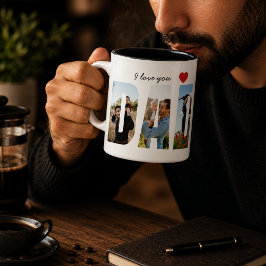 Bicolor Taza con collage de fotos personalizadas 'Te amo,