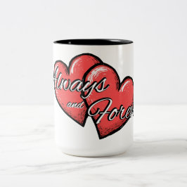 Bicolor Taza con corazón "Siempre y por siempre"