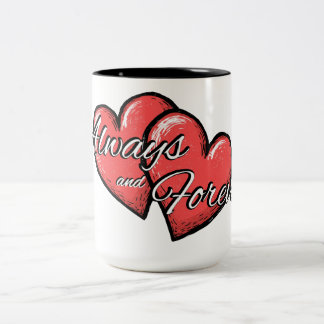 Bicolor Taza con corazón "Siempre y por siempre"