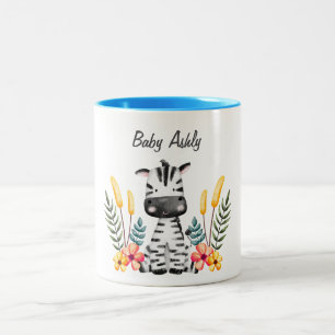 Bicolor Taza con corona de flores de cebra bebé linda con