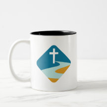 Taza con Cruz de Jesús en un Río