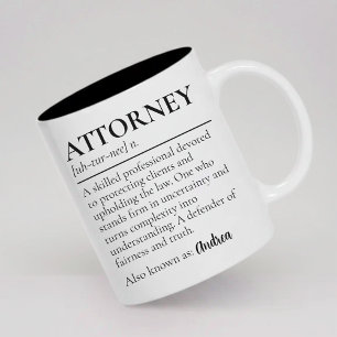 Bicolor Taza con definición de abogado personalizado regal