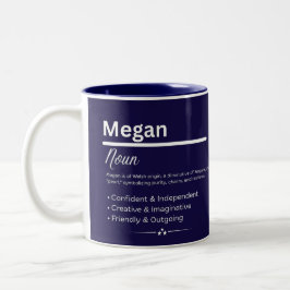 Bicolor Taza con definición de nombre personalizado Megan,