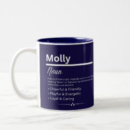 Bicolor Taza con definición de nombre personalizado Molly,
