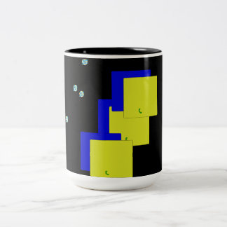 Bicolor taza con diseño cuadrado negro