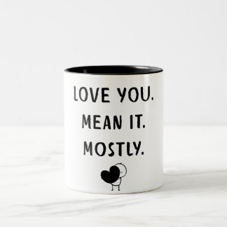 Bicolor Taza con diseño de cita de amor minimalista divert
