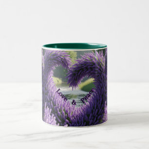 Bicolor Taza con diseño de lavanda – Love and Peace