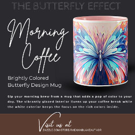 Bicolor Taza con diseño de mariposa de colores brillantes