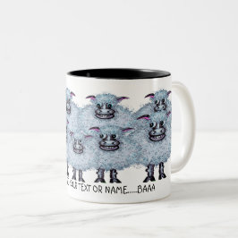 Bicolor Taza con diseño divertido de ovejas