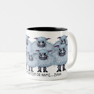 Bicolor Taza con diseño divertido de ovejas