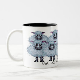 Bicolor Taza con diseño divertido de ovejas