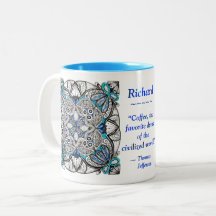 Taza con Doodle Abstracto y cita de Jefferson en A